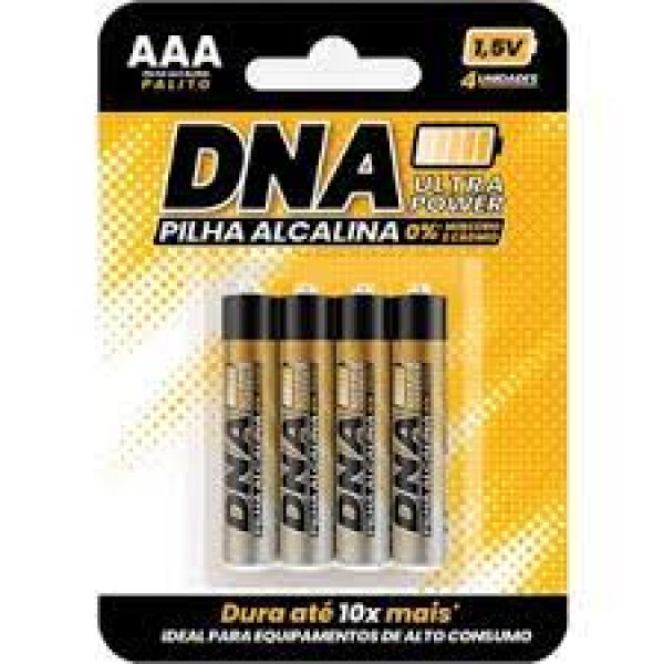 PILHA DNA ALCALINA  PALITO AAA CART 4UN