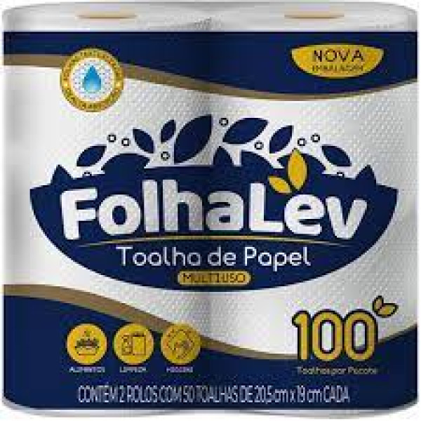 TOALHA PAPEL FOLHALEV 50FL 2UN BRANCA