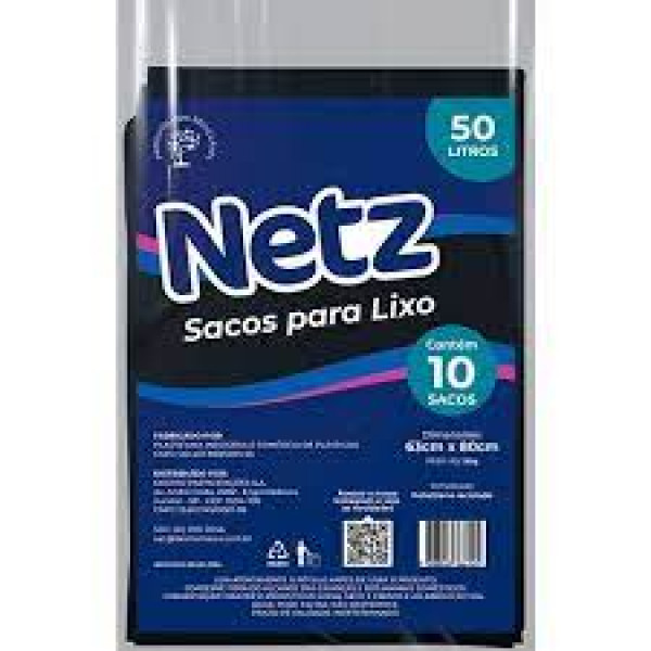 SACO LIXO NETZ PTO ALMOFADA 50L 10UN