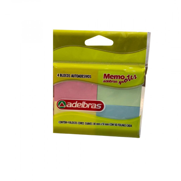 BLOCO ANOTACOES ADELBRAS 4UN 50FL NEON