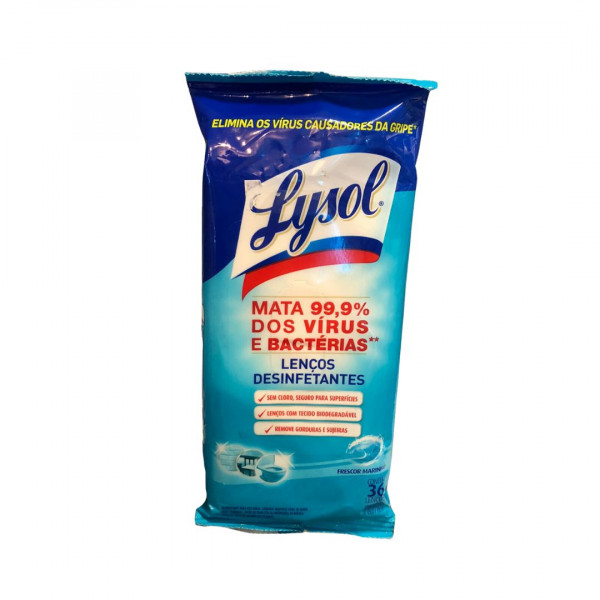 LENCO DESINF LYSOL 36UN, FRESCOR MARINHO