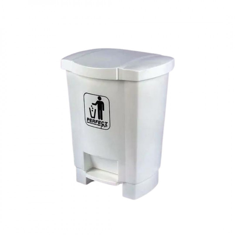 LIXEIRA PERFECT PRO BRANCA RESISTENTE  C/ PEDAL  17 LITROS