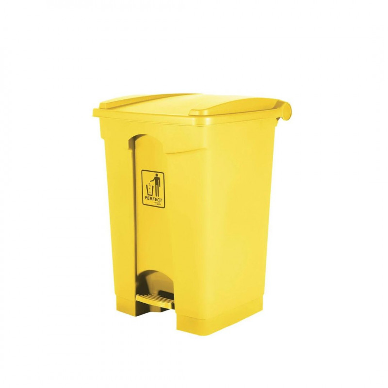 LIXEIRA RESISTENTE  PERFECT PRO  AMARELA  50LTS COM PEDAL