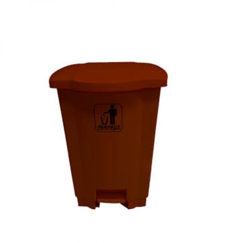 LIXEIRA RESISTENTE  PERFECT PRO  MARRON 50LTS COM PEDAL