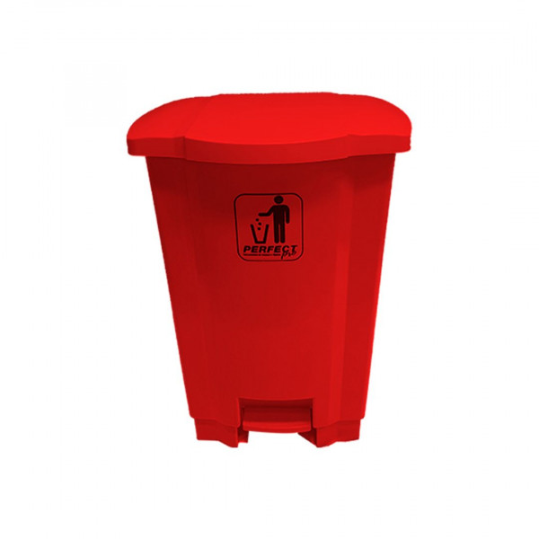 LIXEIRA RESISTENTE  PERFECT PRO  VERMELHA  50LTS COM PEDAL