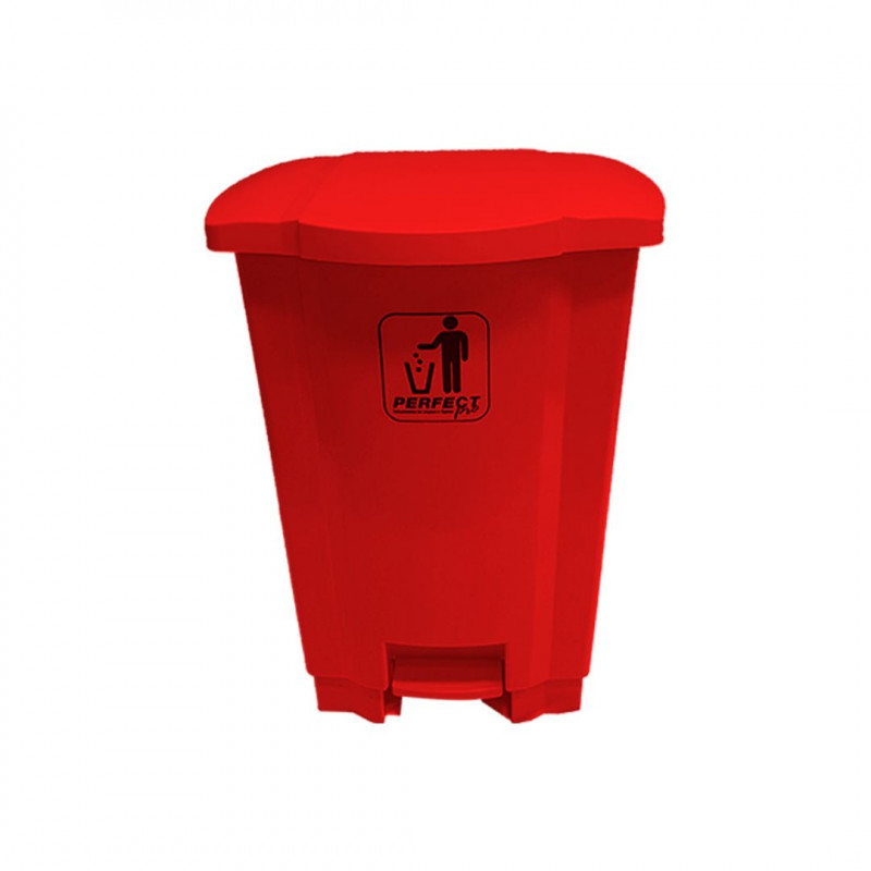 LIXEIRA RESISTENTE  PERFECT PRO  VERMELHA  50LTS COM PEDAL
