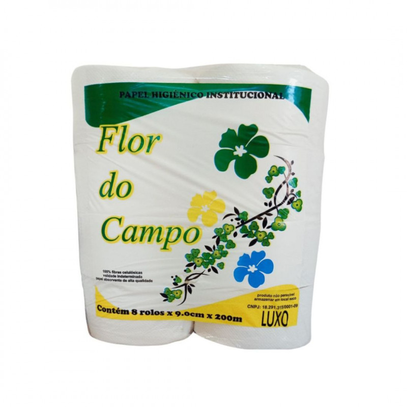 PAPEL HIGIÊNICO ROLÃO FLOR DO CAMPO LUXO  8 X 200M