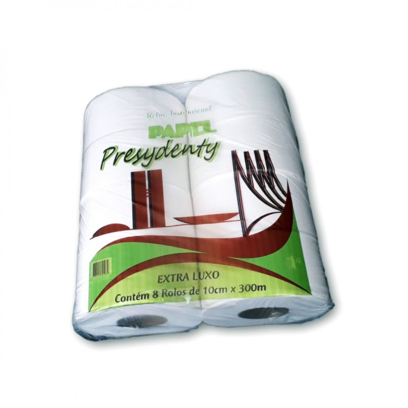 PAPEL HIGIÊNICO ROLÃO PRESYDENTY EXTRA  LUXO  8 X 300M