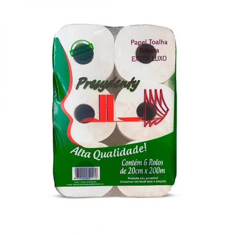 PAPEL TOALHA BOBINA  EXTRA LUXO 28GR  6X20X200 PRESYDENTY